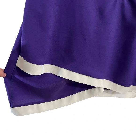 Rosegal Blouse 5X Purple White Trim Half Zip Draped Hem Roll Tab Long Sleeve Top - Picture 3 of 7